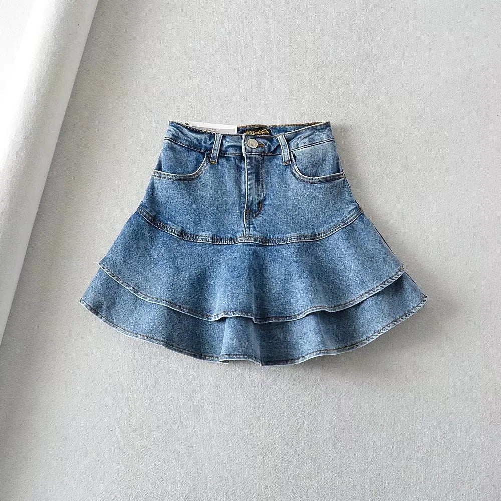Lotus leaf edge high waisted skirt