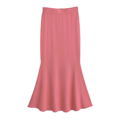 High waist tight half length long skirt