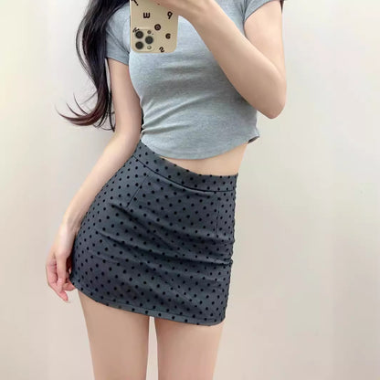 Mesh flocking polka dot skirt