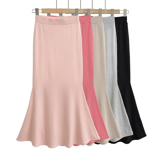 High waist tight half length long skirt