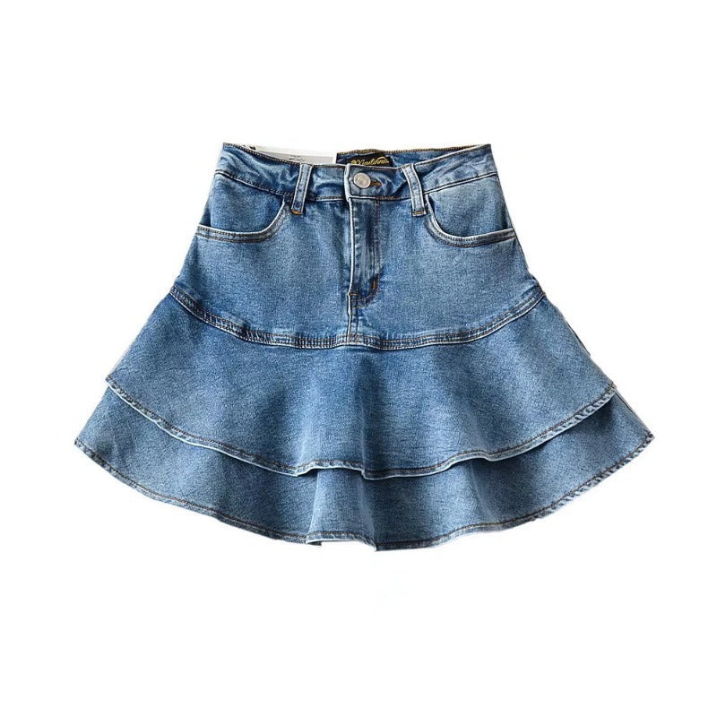 Lotus leaf edge high waisted skirt