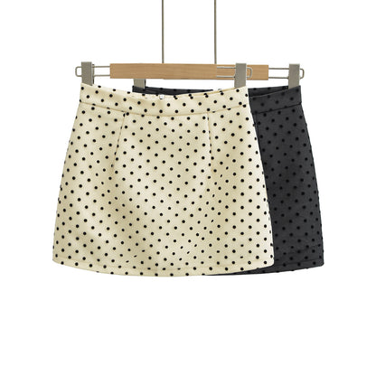 Mesh flocking polka dot skirt