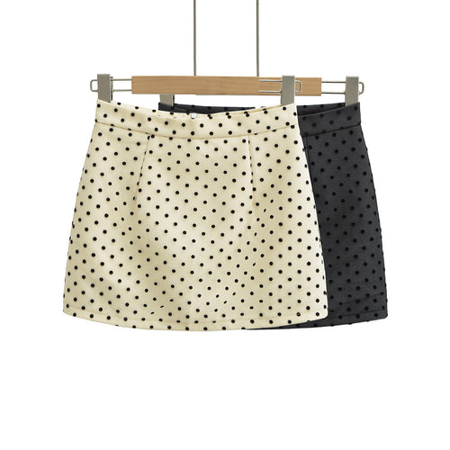 Mesh flocking polka dot skirt
