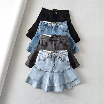 Lotus leaf edge high waisted skirt