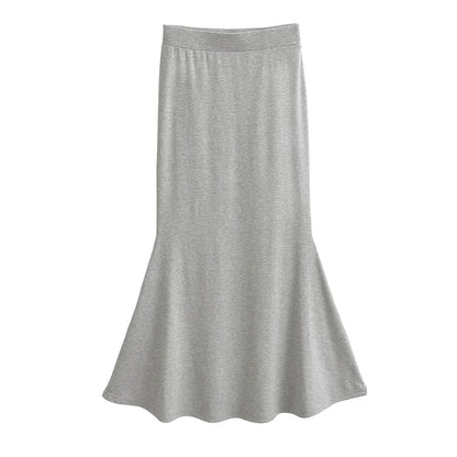 High waist tight half length long skirt