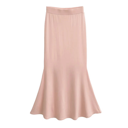 High waist tight half length long skirt