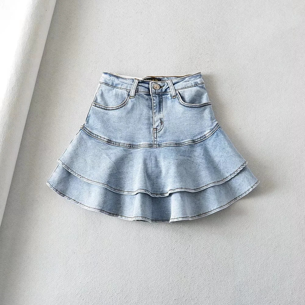 Lotus leaf edge high waisted skirt