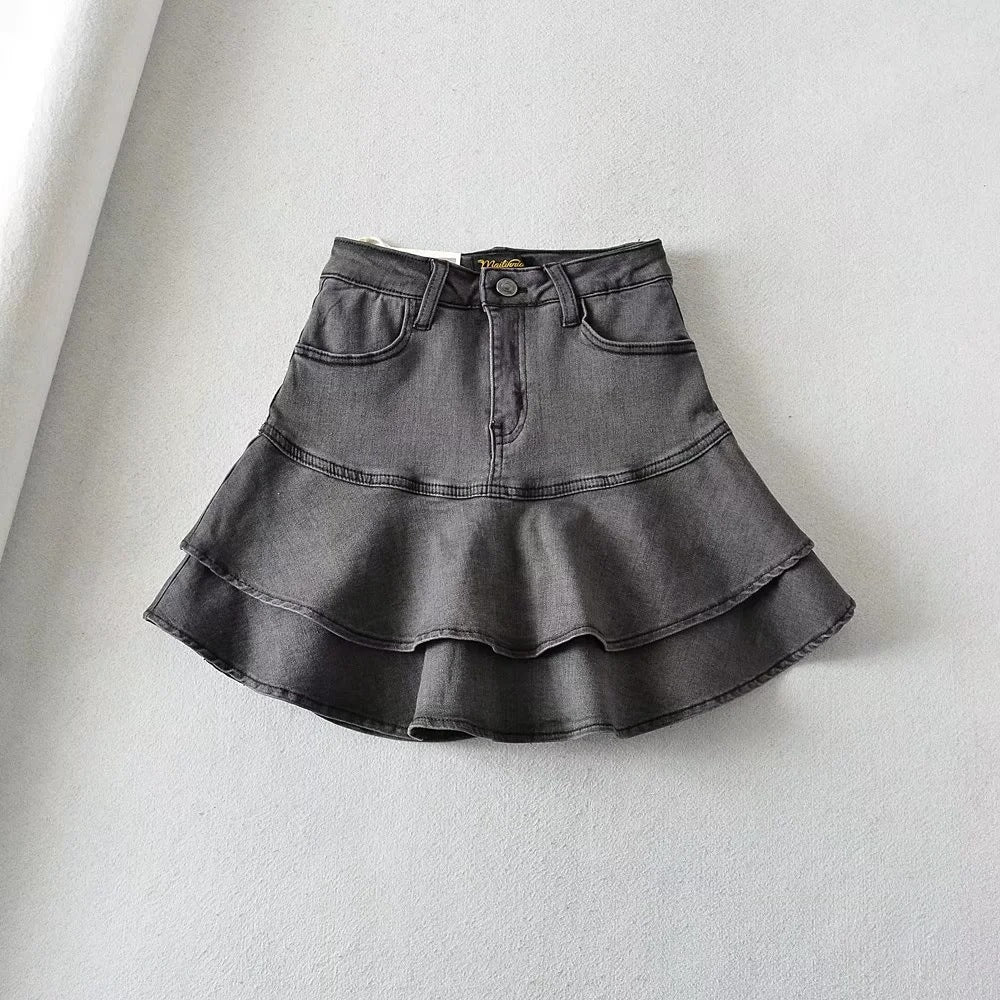 Lotus leaf edge high waisted skirt