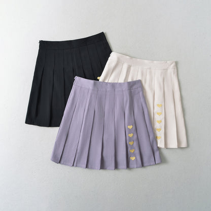 Peach Heart Embroidered Half length Skirt for Women