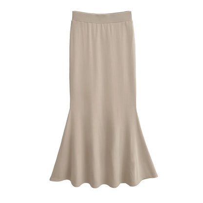 High waist tight half length long skirt
