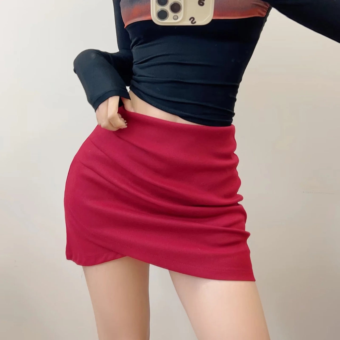 Irregular solid color skirt