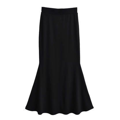 High waist tight half length long skirt